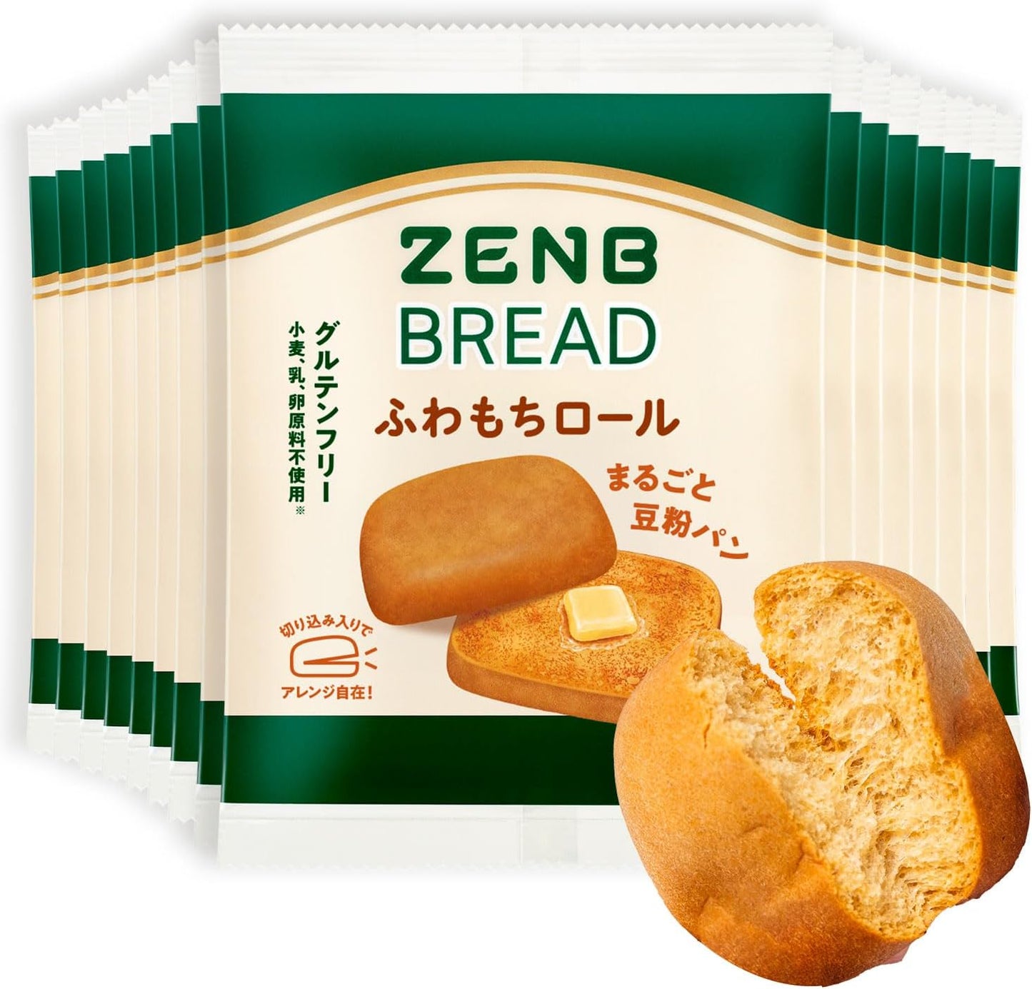 ZENB ZENB Bread, Fluffy Bread, Plain, Slices, 9 Pieces, Food Bread, Gluten Free, Dietary Fiber Supplement, Flour-free, Protein, Breakfast, Snacks, Long Life Pan, Daily Life, Store at Room Temperature