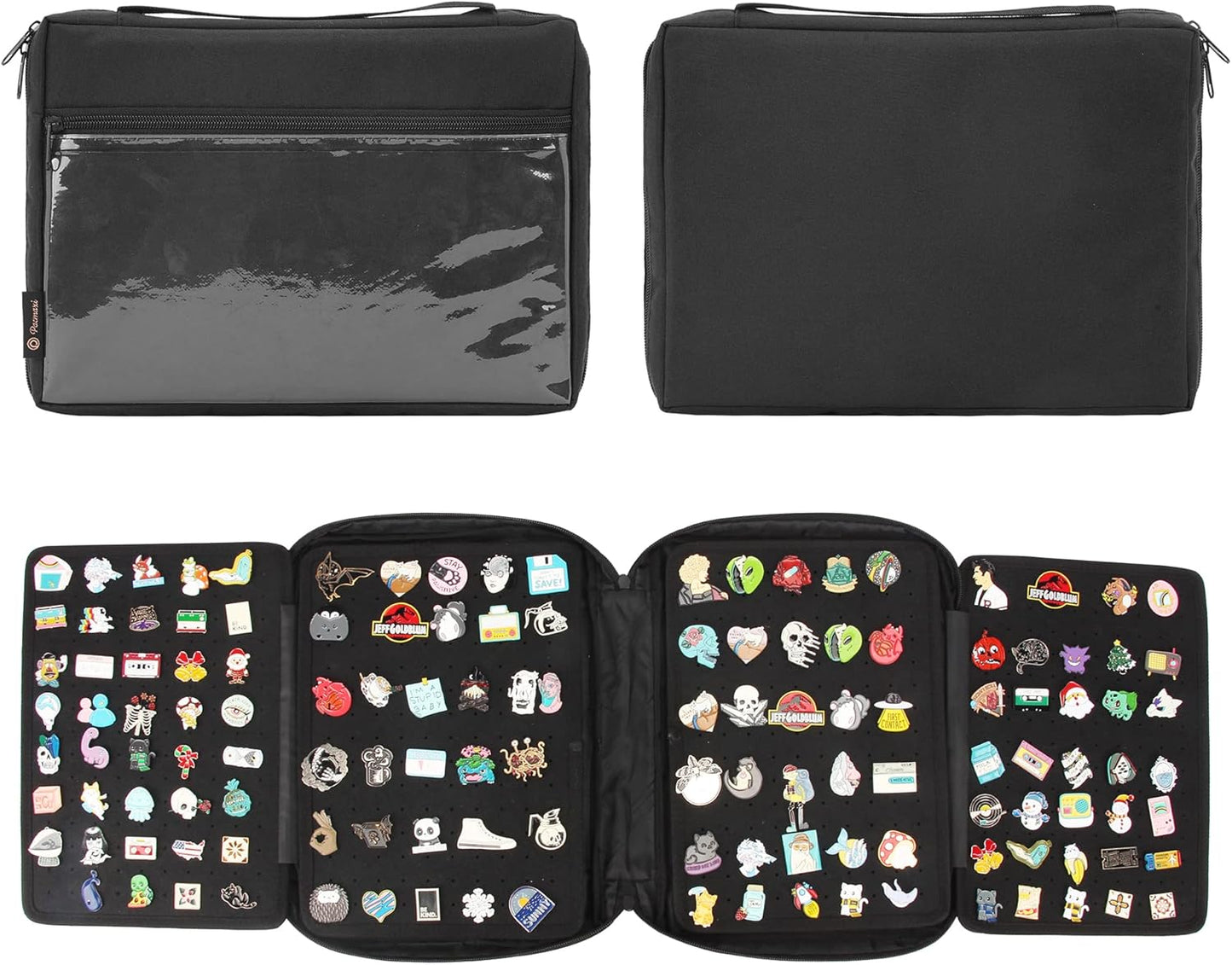Estuche de Transporte para Pines con Paginas de Exhibición de Esmalte, Estuche Organizador de Almacenamiento para Colección de Pines, Bolsa de Exhibición de Broches para Viajes (Los Pines No Están