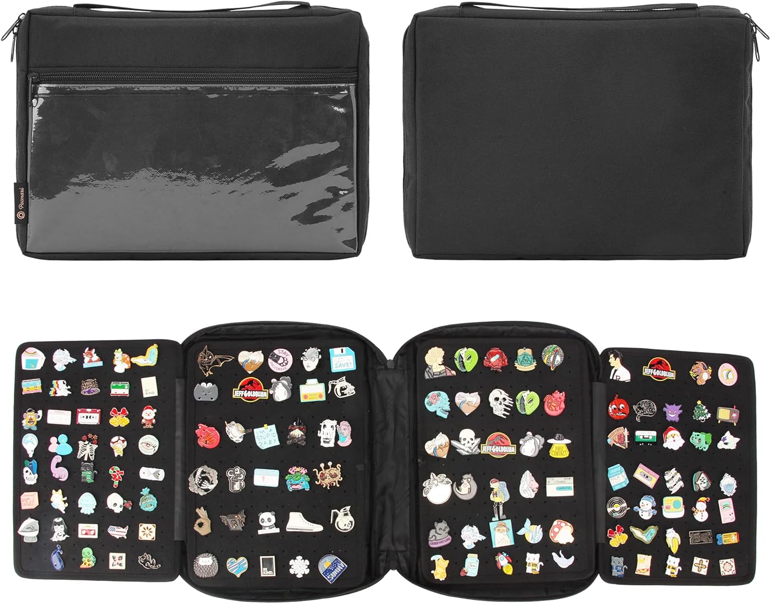 Estuche de Transporte para Pines con Paginas de Exhibición de Esmalte, Estuche Organizador de Almacenamiento para Colección de Pines, Bolsa de Exhibición de Broches para Viajes (Los Pines No Están