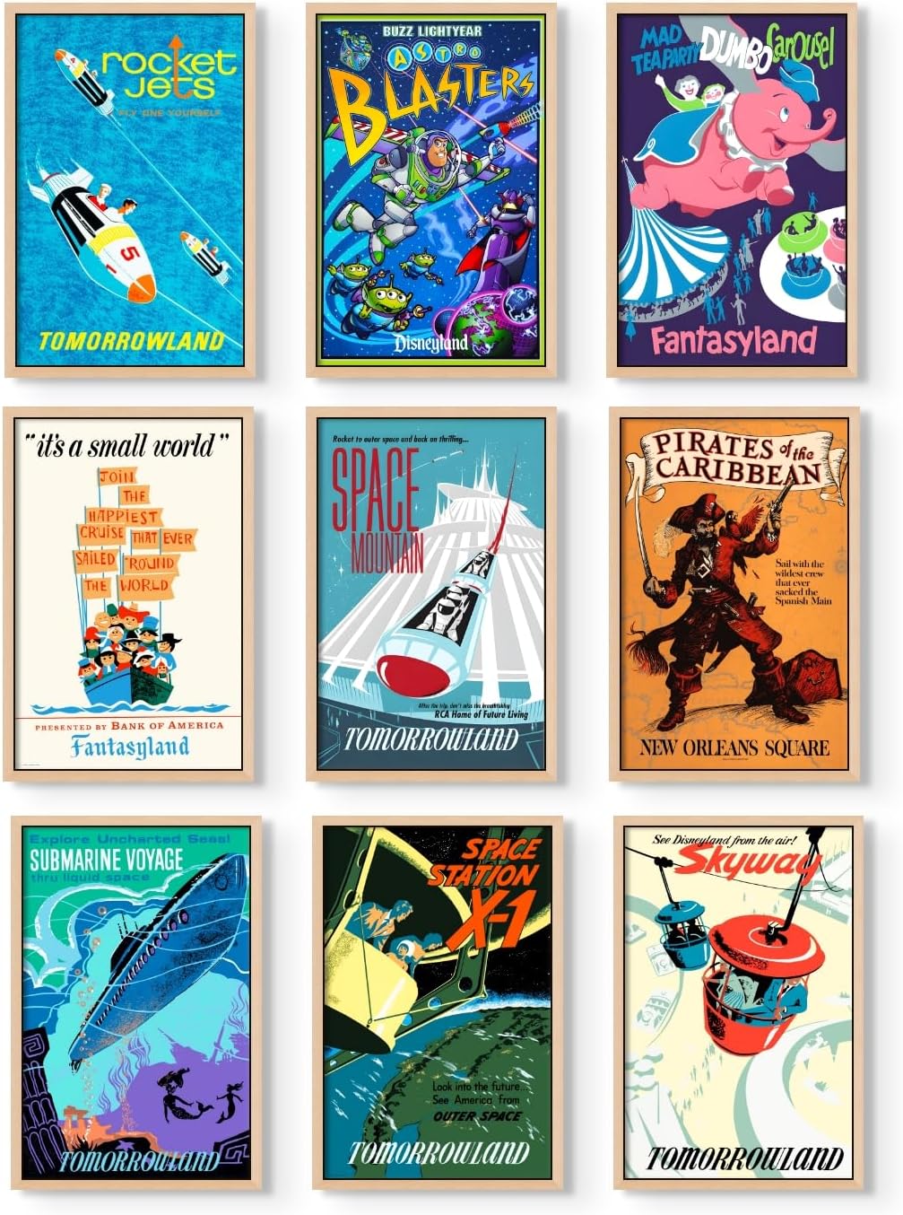 Disney Parks Arte de Pared - Arte de pared de Disneyland, regalos de Disneyland, mercancía vintage retro de parque temático de Disney, póster de Splash Mountain, coleccionables, recuerdos