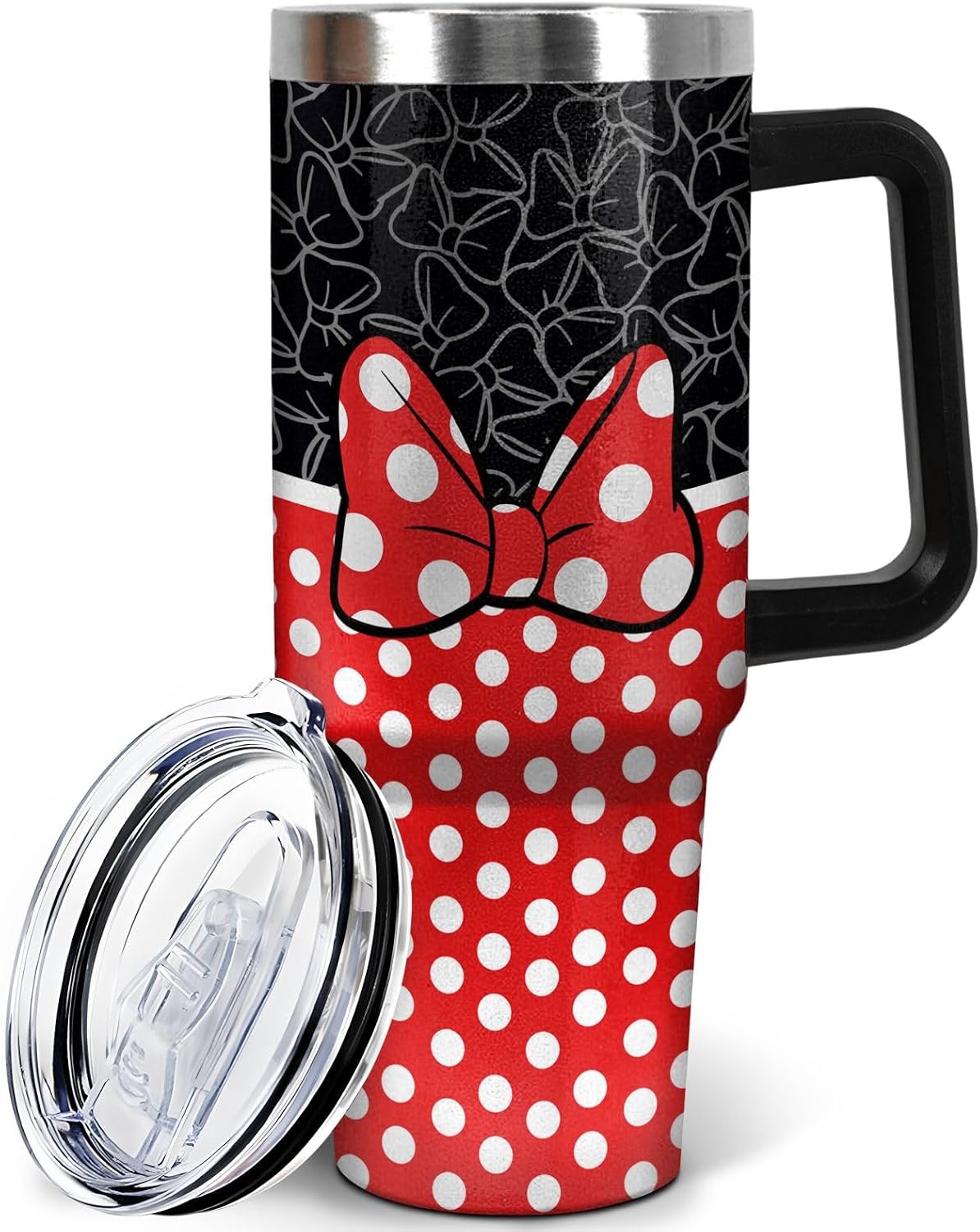 Sunmdecor Vaso de 40 onzas con asa y pajitas de silicona, vaso aislado de café con asa, vaso de 40 onzas con asa