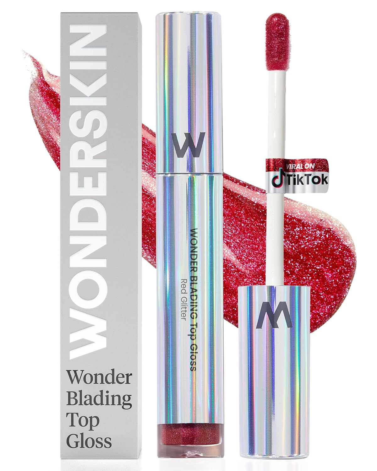 Wonderskin Brillo de Labios Blading Top Gloss, Brillo de Labios con Purpurina Dorada, Maquillaje de Labios Hidratante y de Acabado de Alto Brillo (Purpurina Dorada)