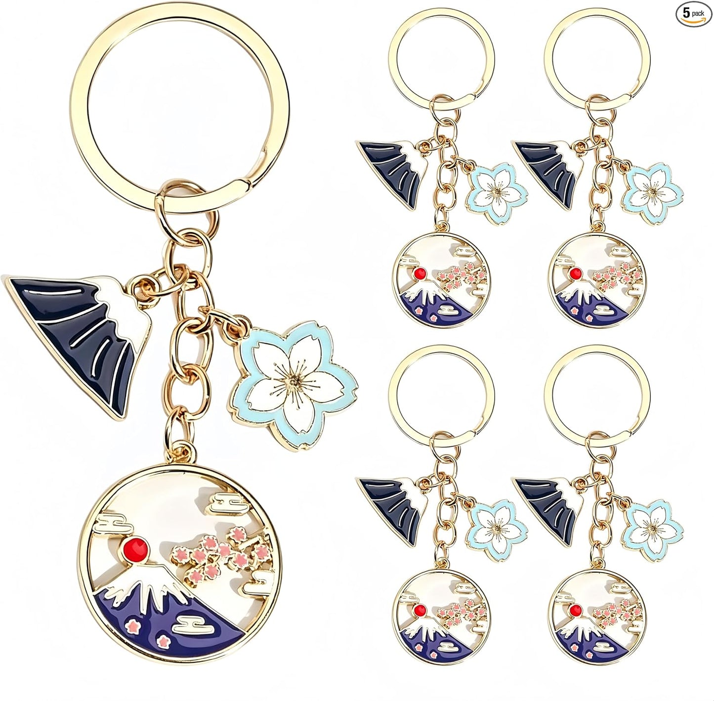 [JYANLI] キーホルダー 富士山 桜 風 デザイン 合金製 耐久性 鍵飾り 車用インテリア バッグチャーム ギフト お土産 和風アクセサリー | 鮮やかな色彩、丈夫で耐久性があります，和風デザイン，キーチャーム 京都土産 お土産、卒業祝い、海外旅行の記念品