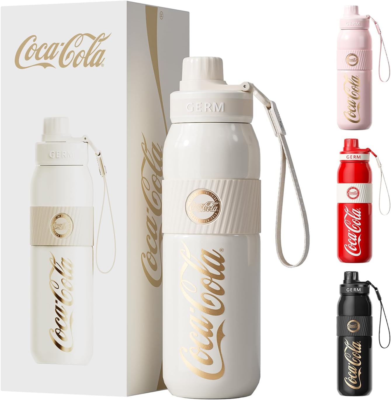 GERM × Coca-Cola 【Official Collaboration】Athletic Vacuum Insulated Bottle 580ml Sports Bottle Seven-Layer Structure 3WAY Water Bottle Easy to Clean Mug Bottle Coca-Cola Direct Drinking Vacuum
