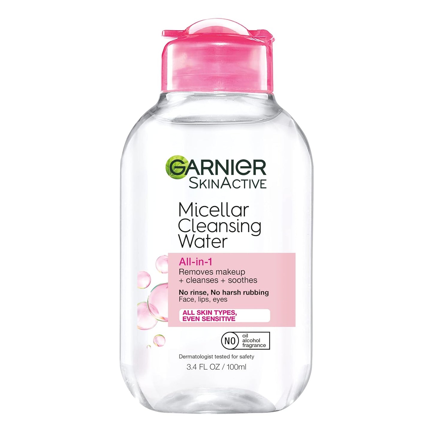 Agua micelar Garnier, limpiador facial hidratante y desmaquillante, adecuada para pieles sensibles, vegana, sin crueldad animal, 13.5 fl oz (400mL), 1 unidad