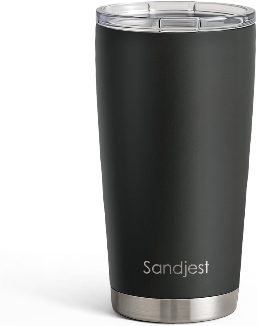 SANDJEST Vaso de acero inoxidable de 20 onzas, taza aislada al vacío de doble pared con tapa, taza de café de viaje para mujeres, niñas, amigos, hermanas, cumpleaños, Navidad (turquesa pálido)