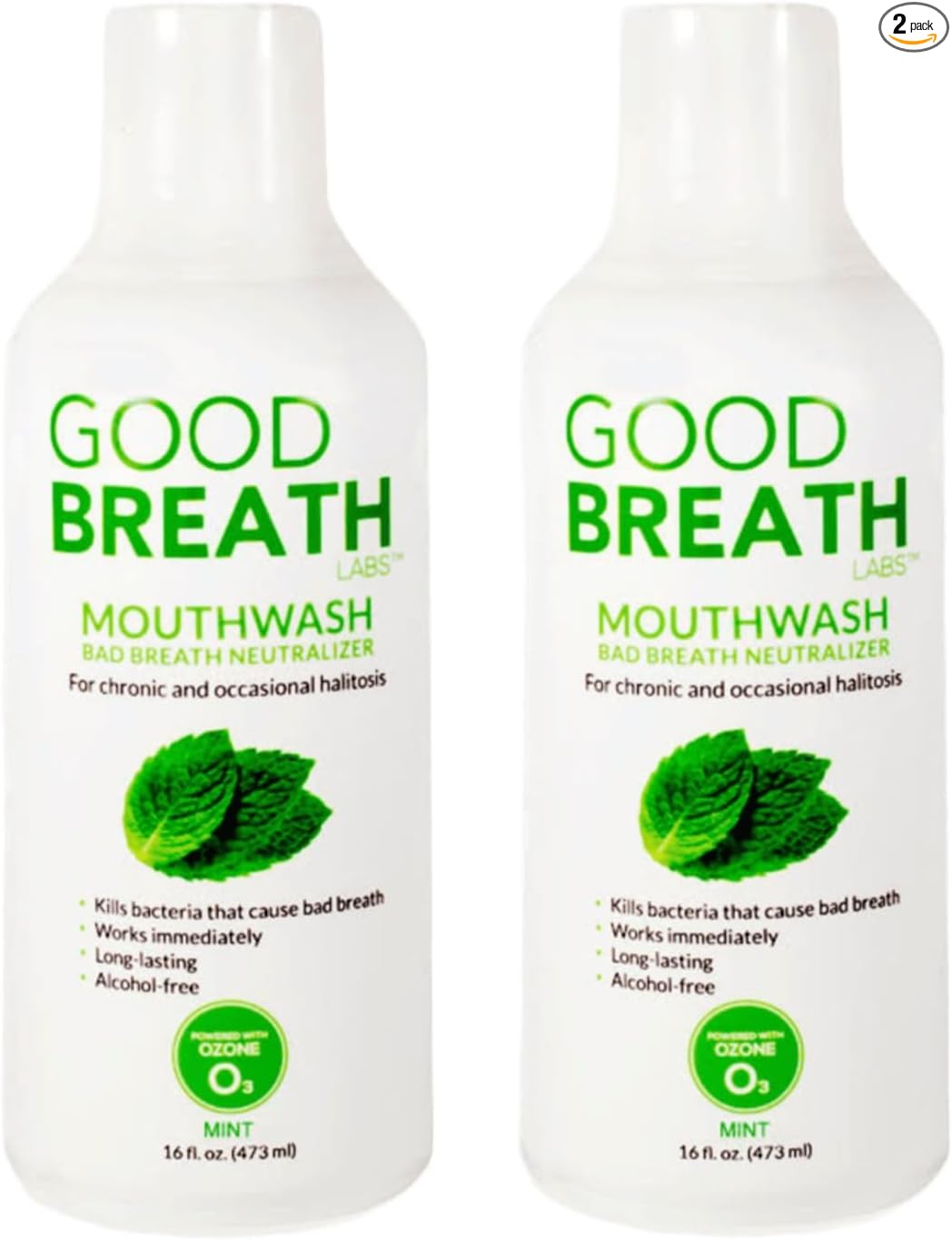 Goodbreath - Enjuague bucal de menta para halitosis crónica - Nueva tecnología de ozono enjuague oral - Tratamiento de halitosis y neutralizador del mal aliento - Enjuague bucal para enfermedades de