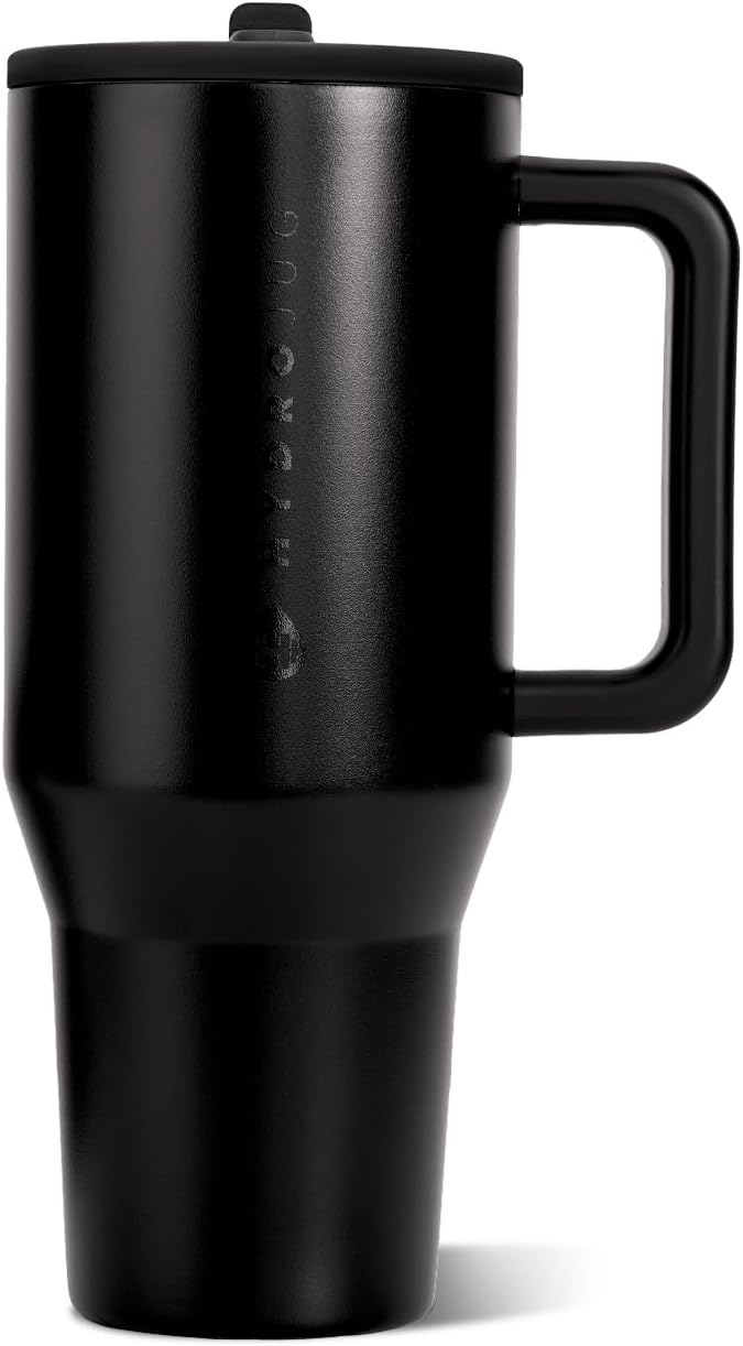 HydroJug Traveler - Botella de agua 32 oz con asa y pajilla abatible, apto para soporte para vasos, resistente a fugas, reutilizable, aislado, acero inoxidable y base de goma, unisex, rosado arena