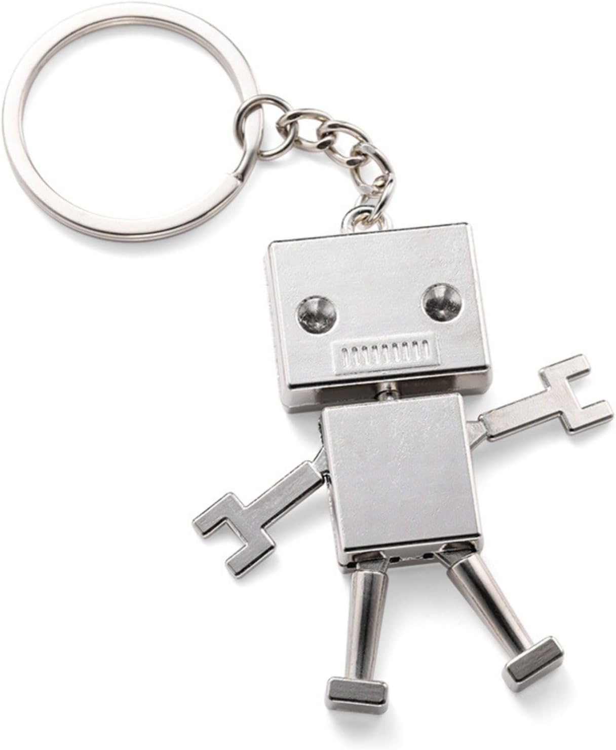 (Amazing Green) Robot Keychain Cute, Lovely, Movable, Zinc Alloy | 手足が動くギミックを搭載したレトロ調デザインのロボット型キーホルダー、耐久性のある亜鉛合金製で重厚感のある仕上がり、車の鍵や家の鍵をまとめる二重リング付きで紛失防止に役立つ実用品、リュックやカバンのワンポイントとして飾れるチャーム