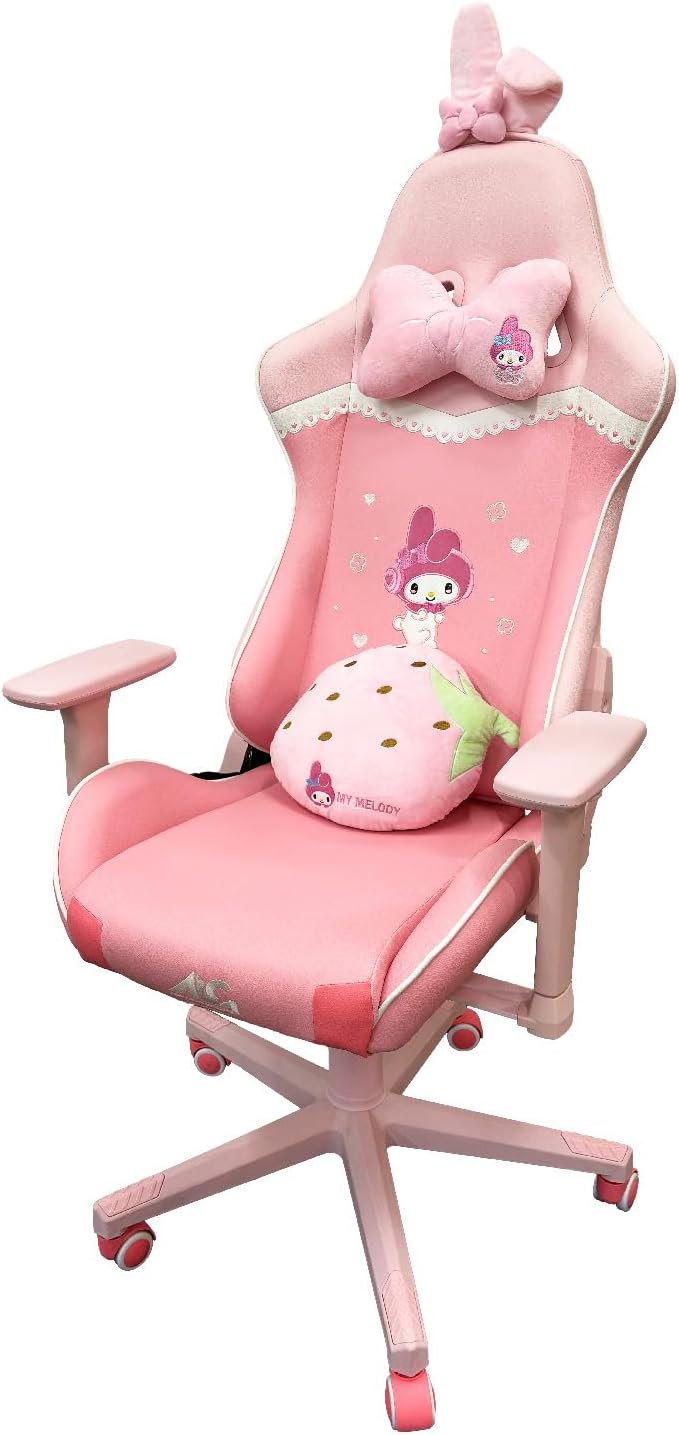 Allone Gaming Chair Sanrio Characters Kuromi 26.4×26.4×48.8 inches, Purple, e-sports, Infinite Reclining Function, Adjustable Height, Removable Headband, Lumbar Support, and Headrest, Cute, ALG-GMCKU