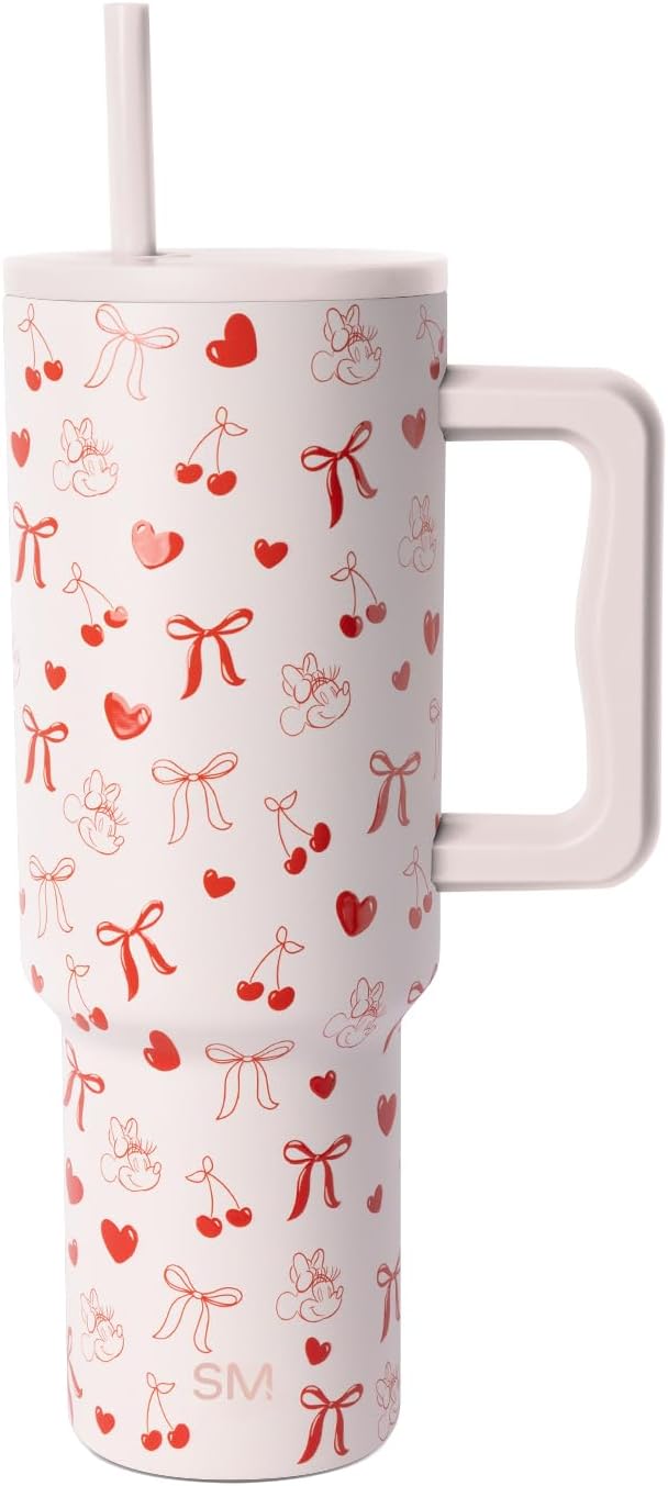 Simple Modern Disney - Vaso de 40 onzas con asa y tapa con pajilla, botella de agua reutilizable aislada de acero inoxidable de viaje, regalos para mujeres, hombres, él y ella, colección Trek, 40
