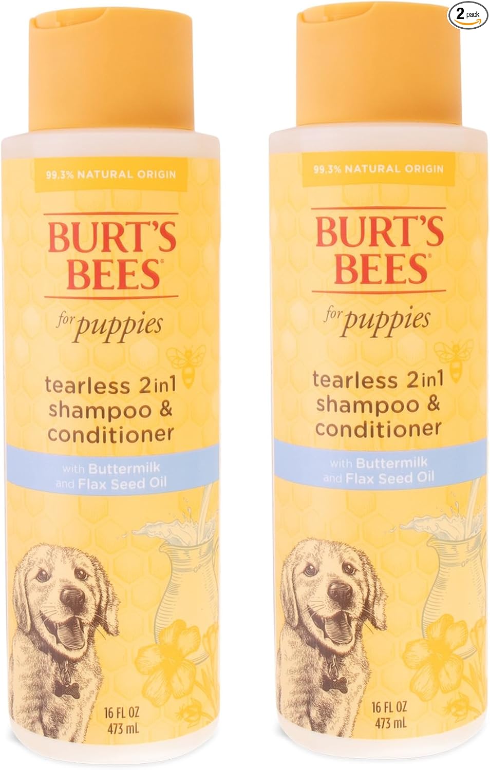 Burt's Bees for Pets Champú y acondicionador para cachorros sin lágrimas con suero de leche, champú suave 2 en 1 para cachorros, limpia y acondiciona la piel sensible, 16 onzas líquidas, paquete de 6