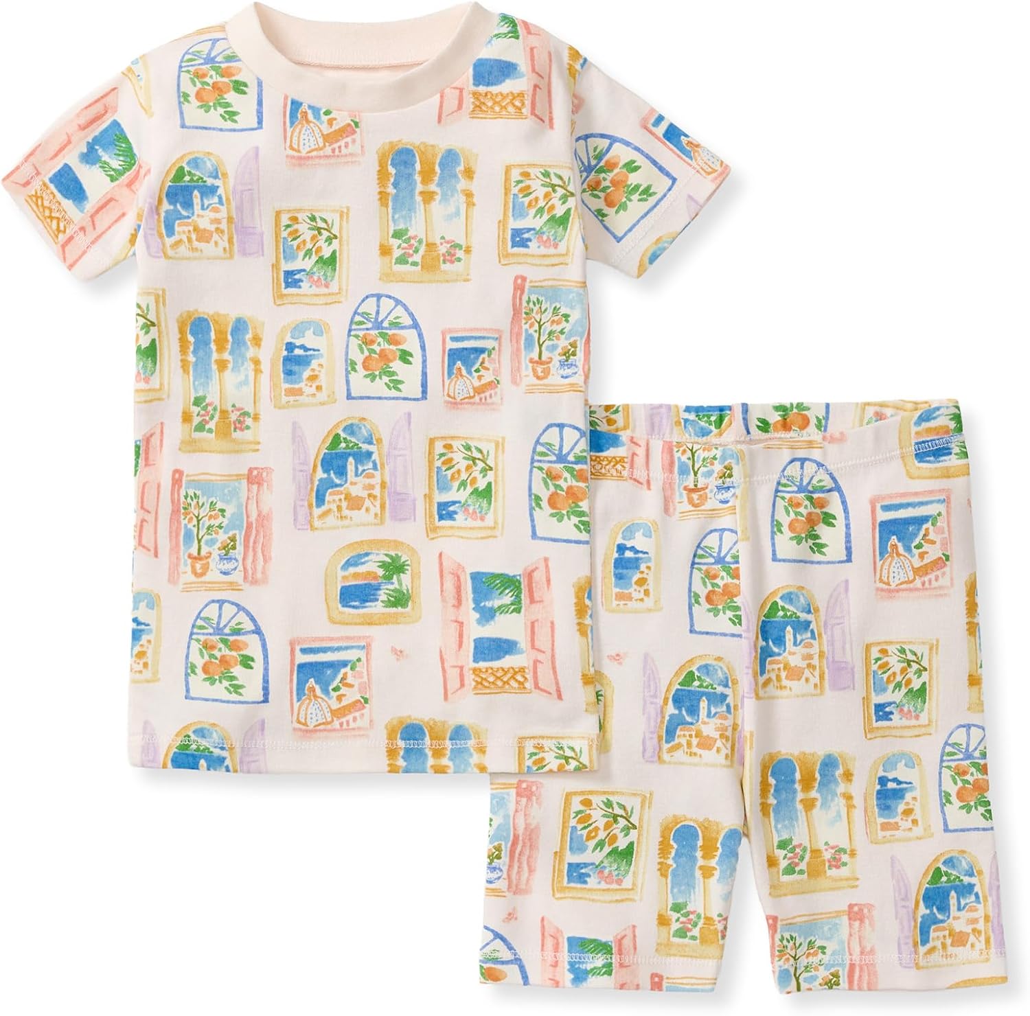 Burt's Bees Baby Pijama unisex de algodón, camiseta de manga corta de 2 piezas y pantalones cortos | Snug fitting, yet comfy warm weather pajamas sets are made in our classic rib fabric