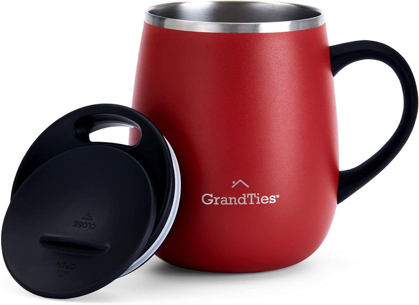 GRANDTIES 19 Colors Premium Vacuum Insulated Mug, 16.2 fl oz (460 ml), Mug with Easy Open Slide Lid, Stainless Steel, Double Wall Vacuum Insulation, Hot & Cold Protection, Popular in Office (Atlantis