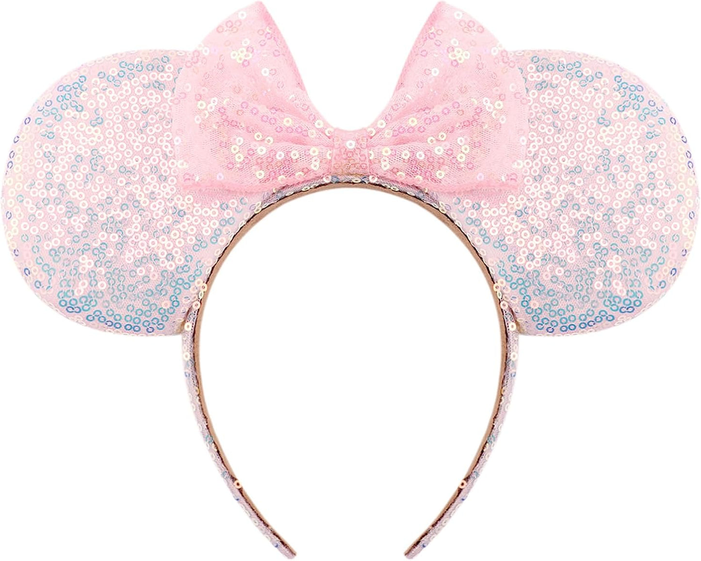 AQOKKA Mouse Ears Headband with Bow and Minnie Ears Hair Accessories for Women Girls Birthday Party Decoration