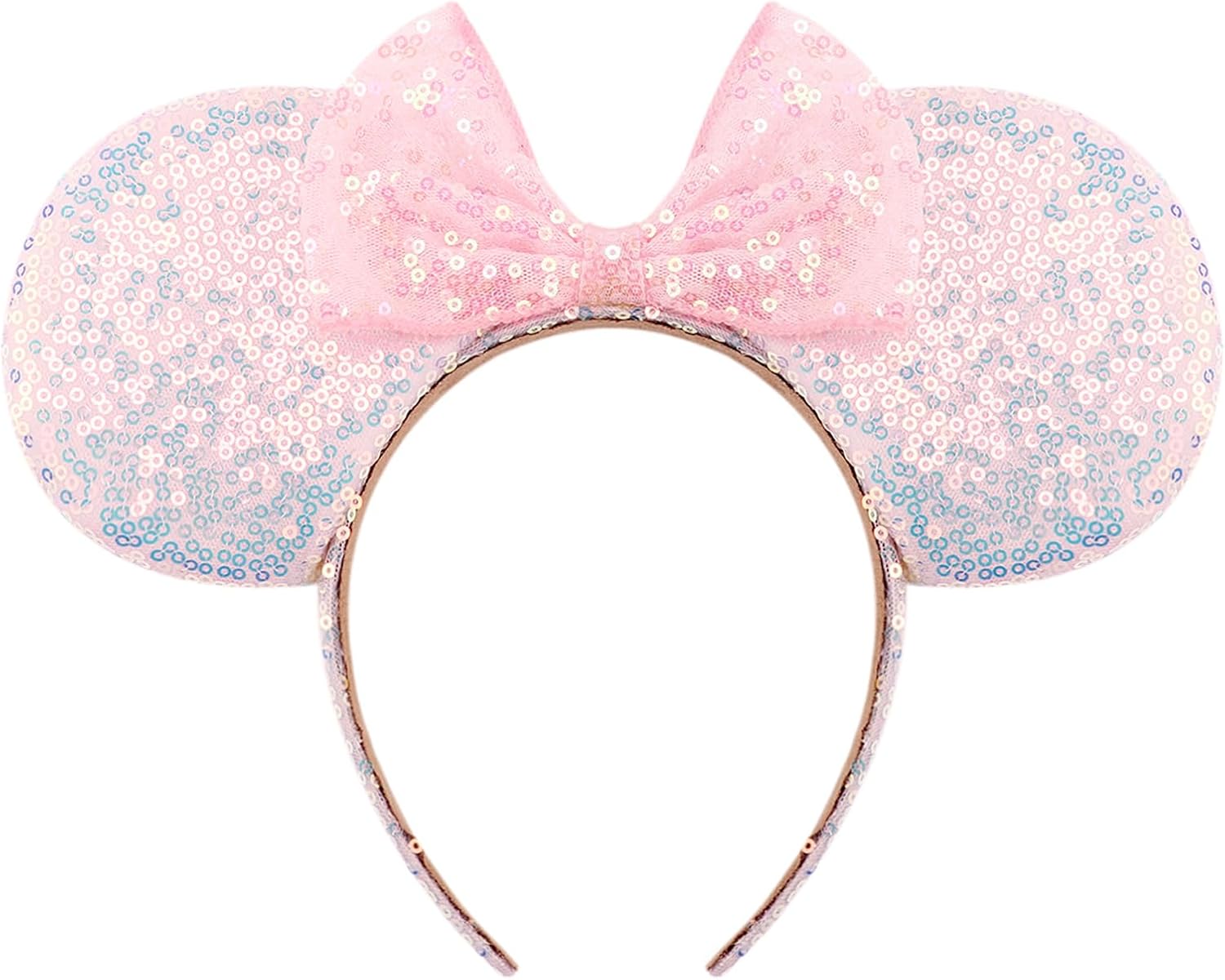 AQOKKA Mouse Ears Headband with Bow and Minnie Ears Hair Accessories for Women Girls Birthday Party Decoration