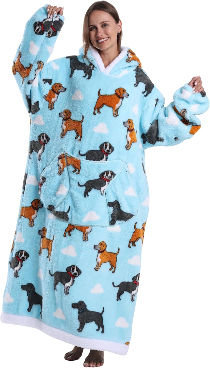 Capecage - Manta con capucha, sudadera con capucha larga como regalos de cumpleaños para mujeres y hombres, manta portátil larga para mujeres y hombres.