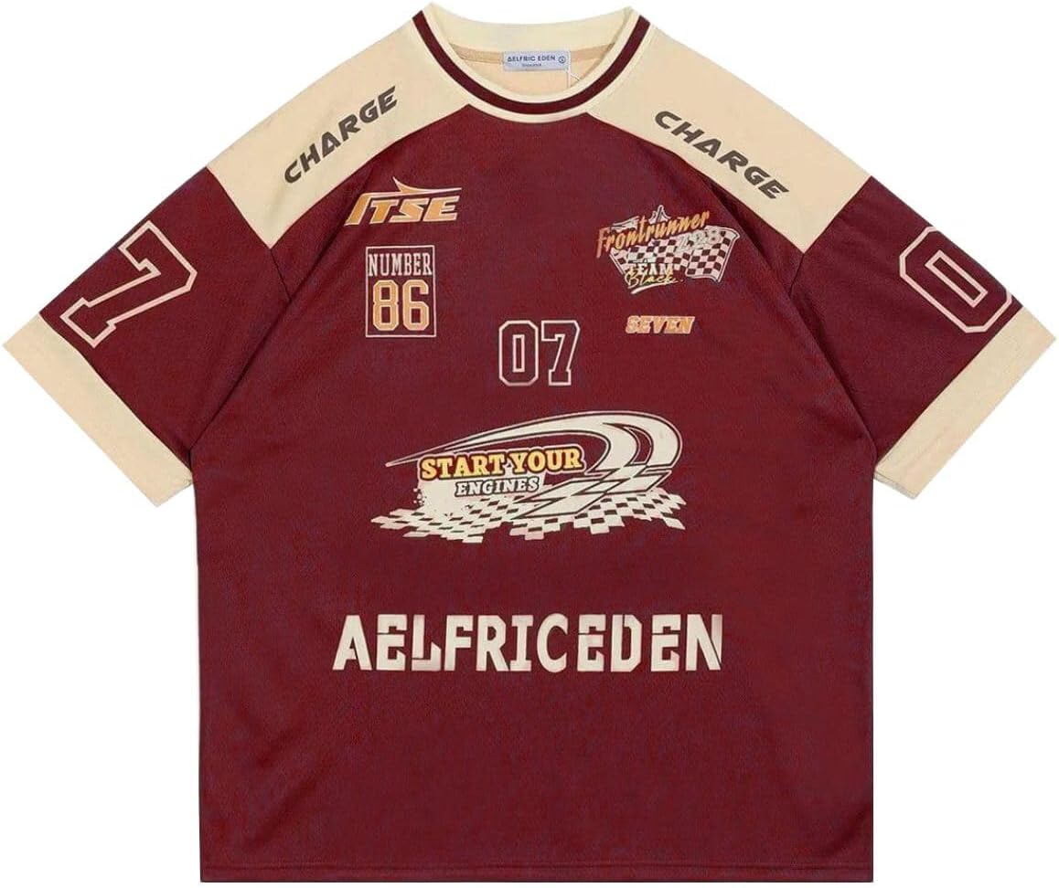 Aelfric Eden - Camisetas vintage de los años 90 de gran tamaño unisex con estampado gráfico, jersey informal, ropa de calle, top de verano