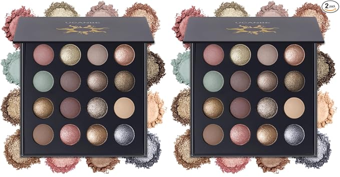 UCANBE Baked Eyeshadow Makeup Palette with Hidden Gems, 16 Colors Nude Eye Shadow with Matte Glitter Metallic Shimmer, Highly Pigmented Long Lasting Make Up Pallet