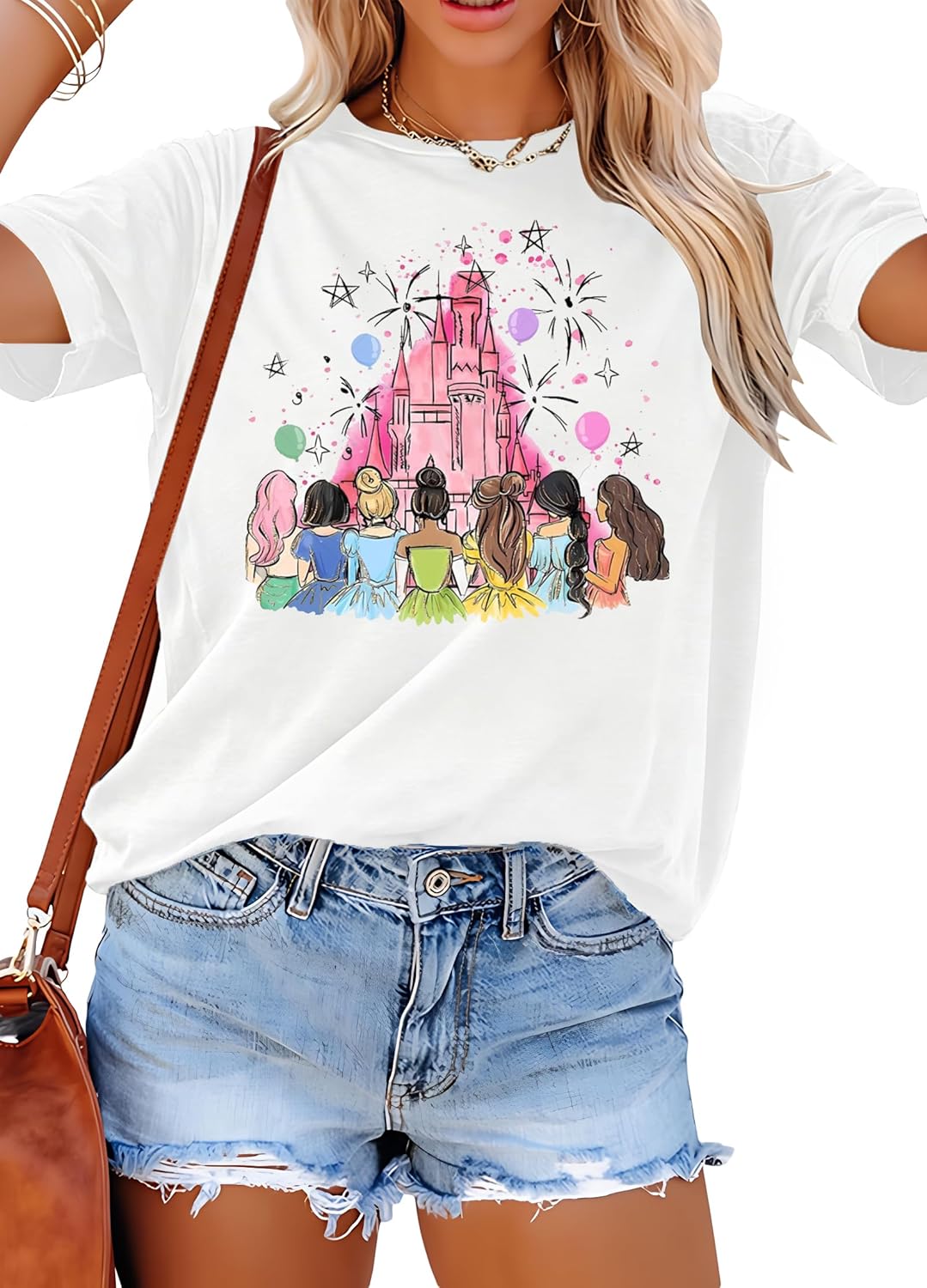 Camisetas de princesa mágica para mujer: camiseta de Magic Kingdom, camiseta de princesa, divertida camiseta familiar para vacaciones, camiseta casual para vacaciones