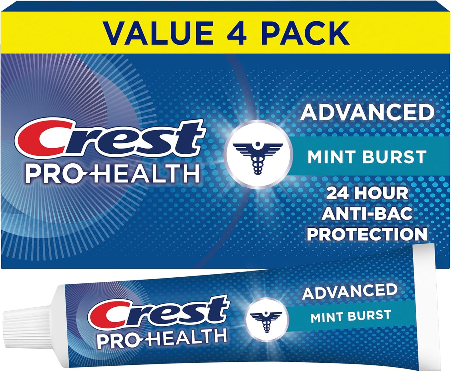 Crest Pro-Health Pasta dental con protección antibacteriana avanzada - Paquete de 4, tubos de 5 onzas