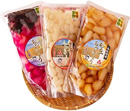 風味絶佳.山陰 Sand Dune Rakkyo Pickles, Produced in Fukube Town, Tottori Prefecture, 4.6 oz (130 g) x 3 Types Set, Additive-Free, Made in Japan