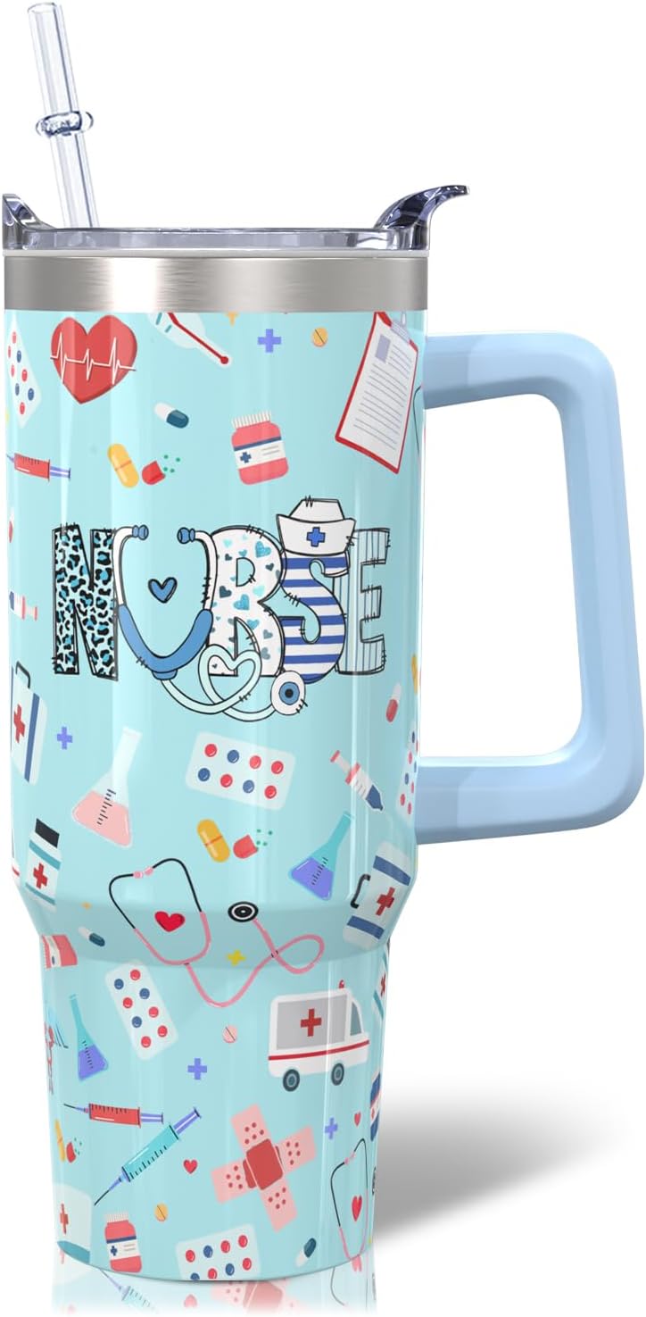 Vaso de acero inoxidable de 30 onzas con asa, tapa y pajita, taza aislada con lazo de estrella para regalos y viajes de mujer