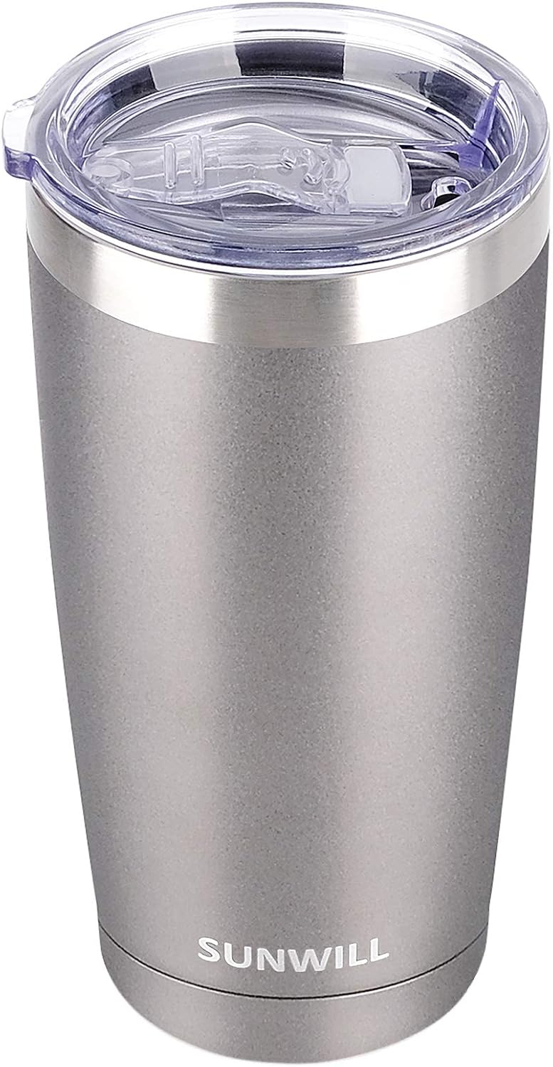 SUNWILL Vaso de café de viaje de 20 onzas, taza aislada con tapa, taza de acero inoxidable para exteriores, recubrimiento en polvo, color azul rey