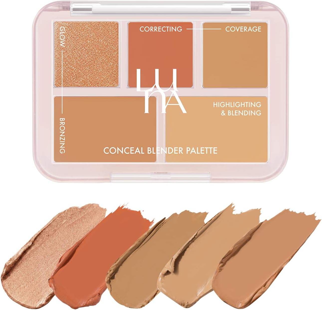 LUNA Conceal Blender Palette, No. 5 Tone Reset Cover, 0.2 oz (6 g), Multi-Cover, High Adhesion, Korean Cosmetics