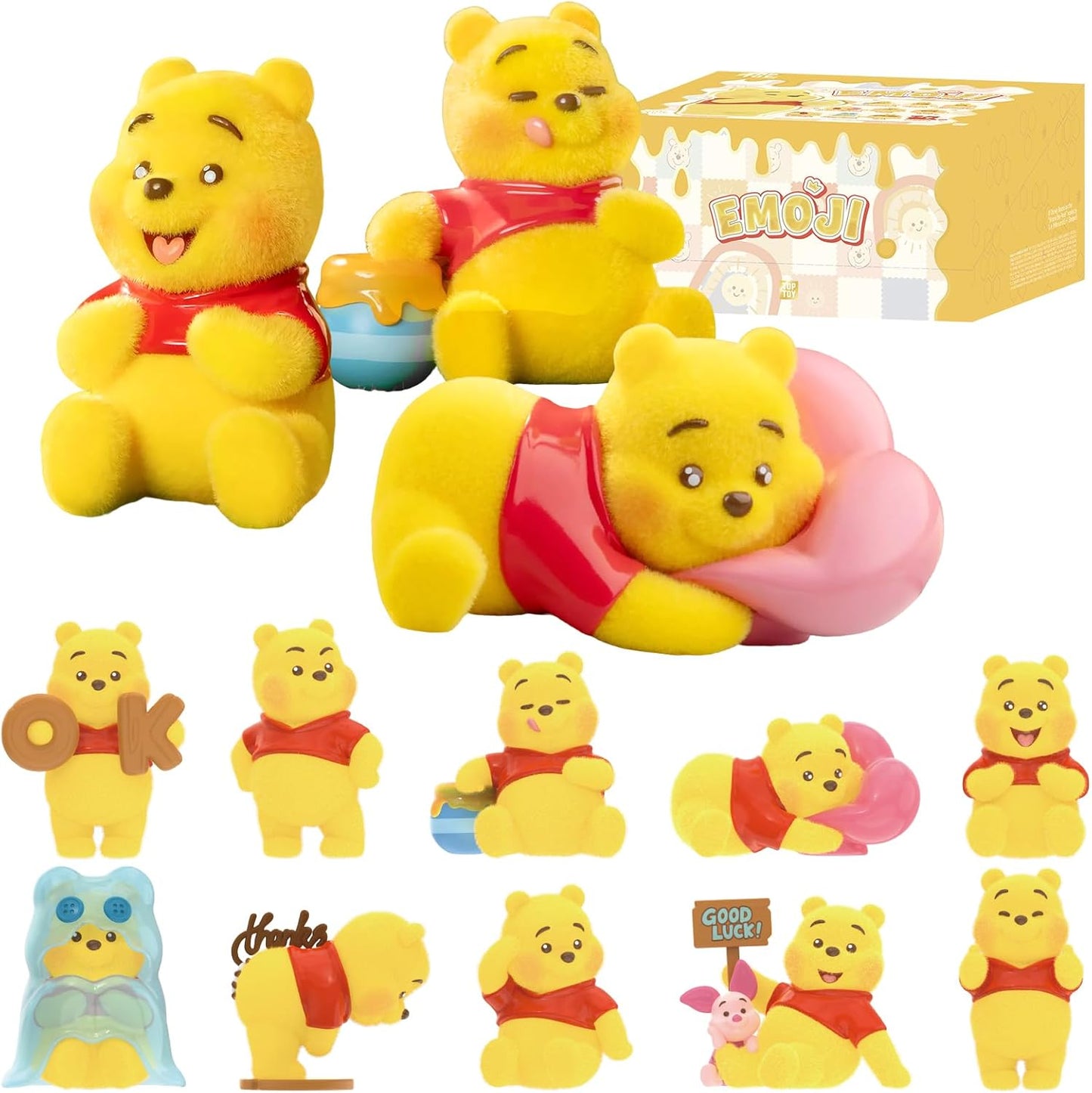 TOP TOY Disney Pooh Emotion Series [1 Piece] Gacha Gacha Blind Box Figure Soft Vinyl PVC Premium Toy Birthday Present Winnie the Pooh Character Collector's Item