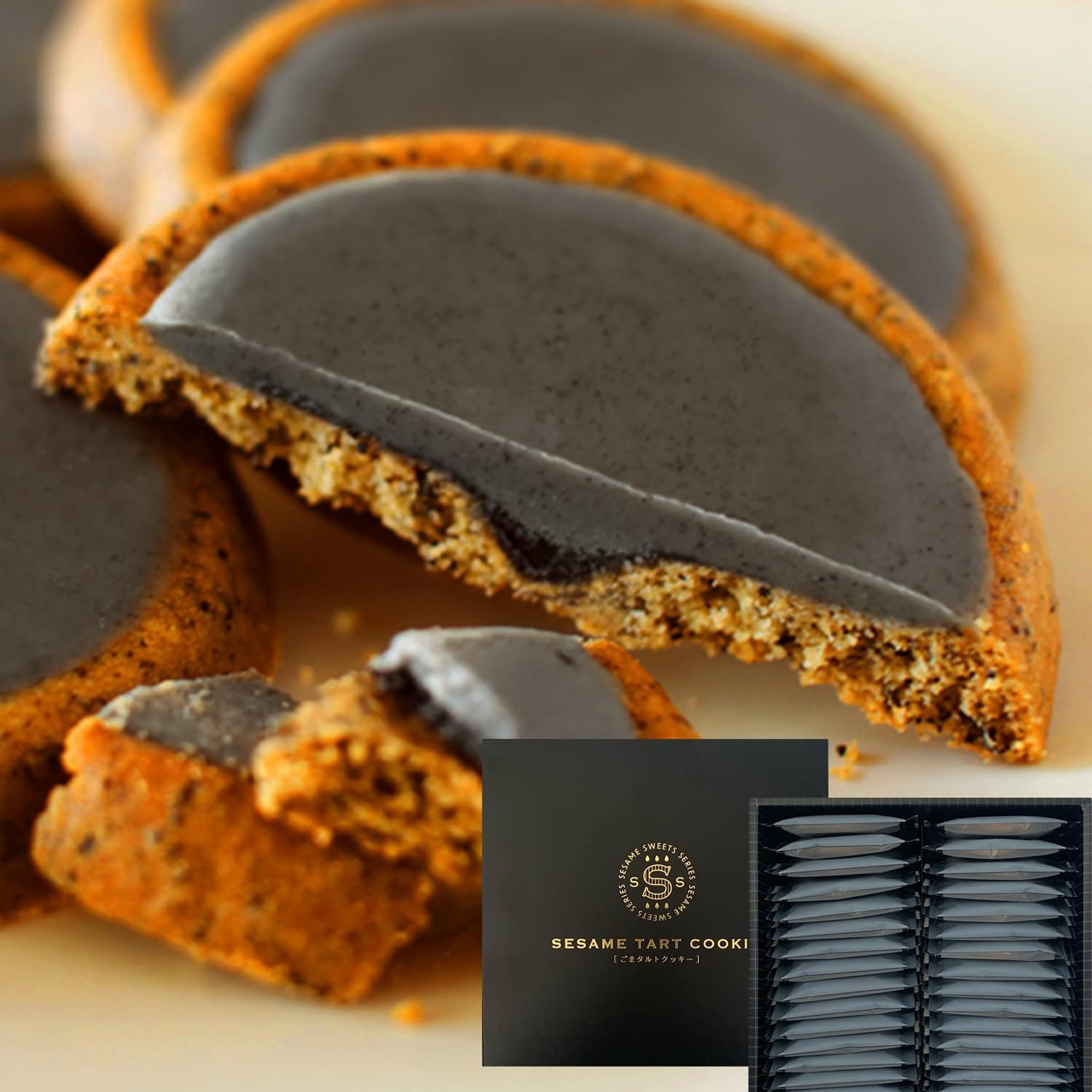 Sesame-filled Tart Cookies, Pack of 18
