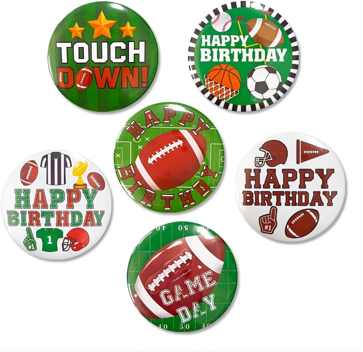 6 pines de insignias de cumpleaños, suministros de fiesta divertidos, alfileres esmaltados de metal de estaño, diseños de invitados, recuerdos