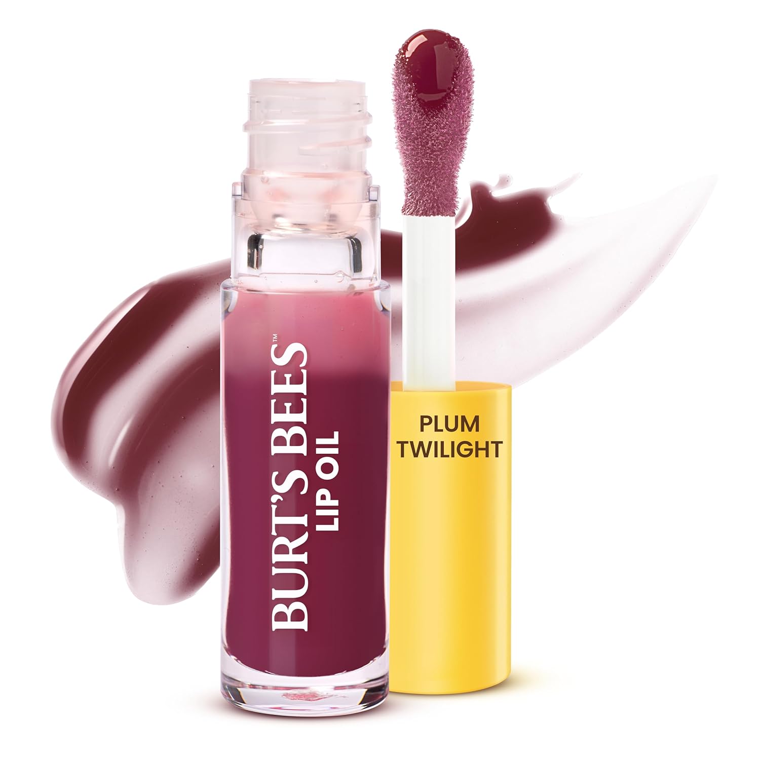 Burt's Bees Aceite Labial Plum Twilight, Hidratación Instantánea, Nutre y Suaviza los Labios, Toque de Color Transparente, Acabado de Alto Brillo, Aceite de Jojoba de Origen Responsable, No Pegajoso