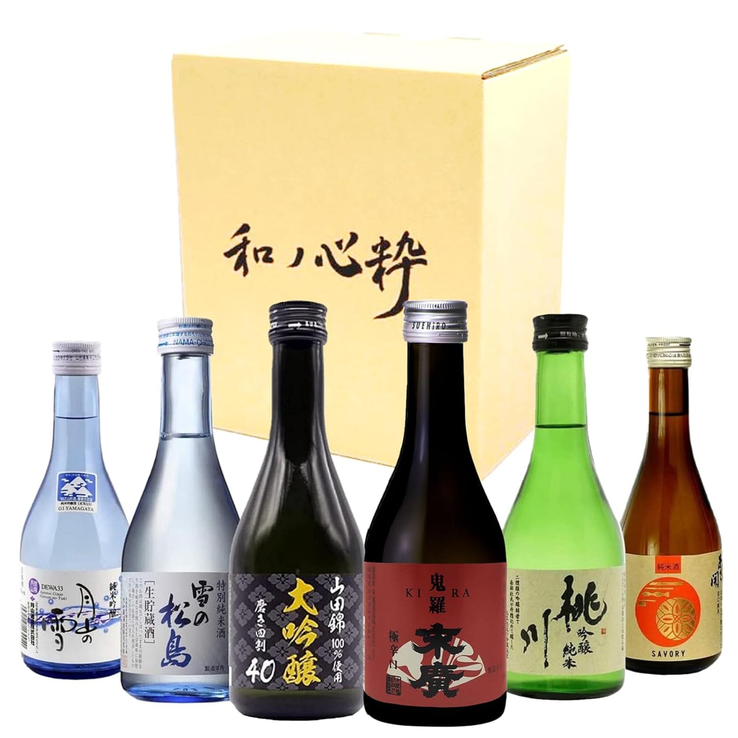 Wano Kokoro Ichi: Japan's Finest Sake from Nada, Fushimi - A Taste Comparison Set [Japanese Sake from Hyogo Prefecture, 300ml×6 bottles]'