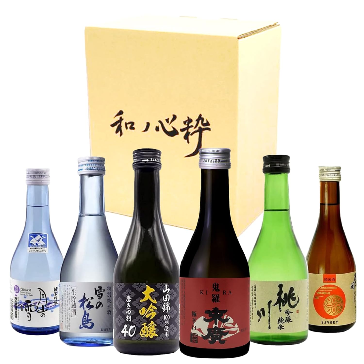 Wano Kokoro Ichi: Japan's Finest Sake from Nada, Fushimi - A Taste Comparison Set [Japanese Sake from Hyogo Prefecture, 300ml×6 bottles]'