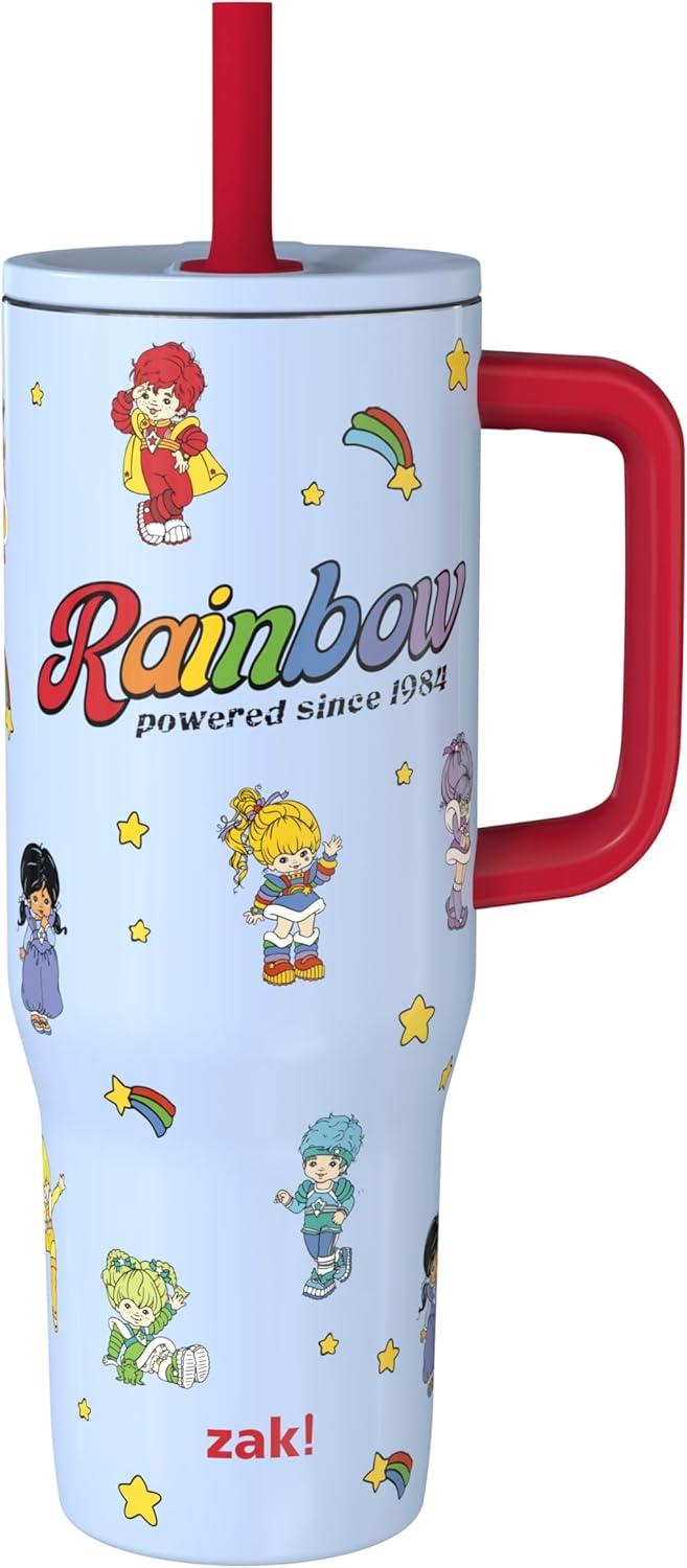 Zak Designs Disney Sutton Taza de viaje para llevar contigo, de 30 onzas, de acero inoxidable con aislamiento al vacío, con popote de silicona y asa para bebidas frías (dibujo de Mickey Mouse)