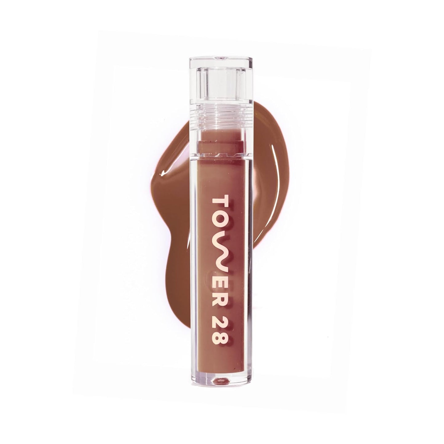 Tower 28 ShineOn - Jalea de labios lechosa, PISTACHIO, antiadherente, brillo labial vegano hidratante en rosa nude lechoso, aceite hidratante de albaricoque y semillas de frambuesa, limpio, libre de