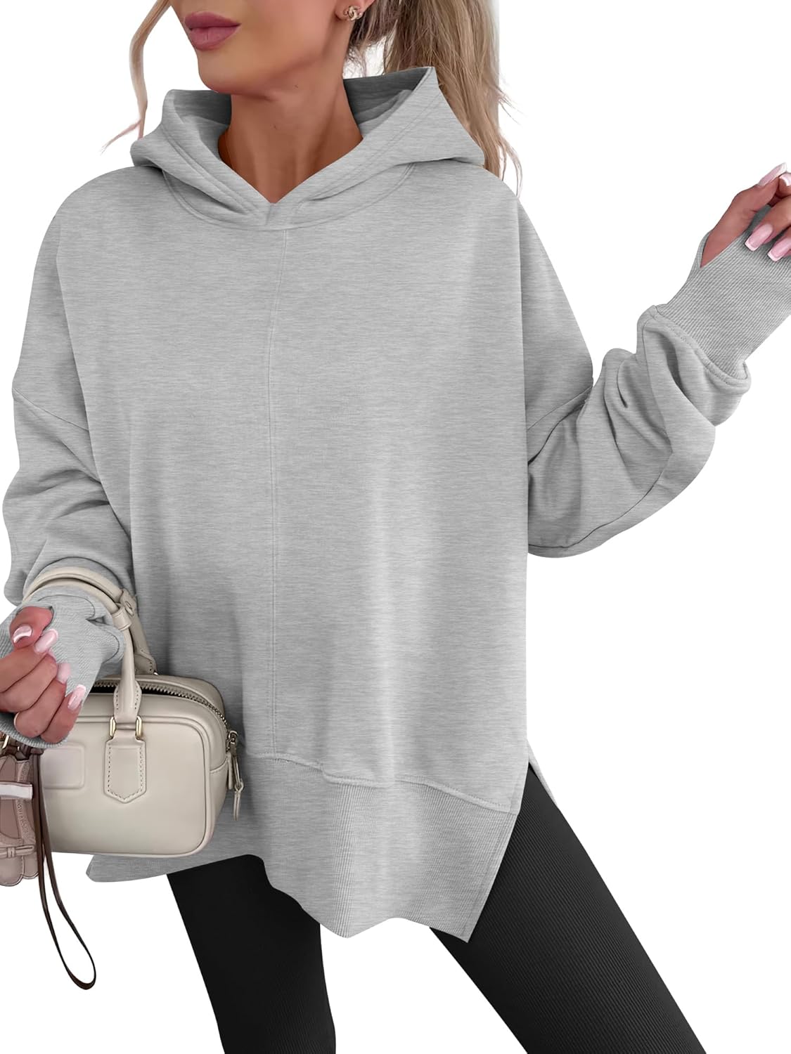 ANRABESS Sudaderas con capucha de gran tamaño para mujer, manga larga, forro polar, con abertura lateral, sudaderas con capucha y sin botones, trajes de otoño 2026, ropa Y2K