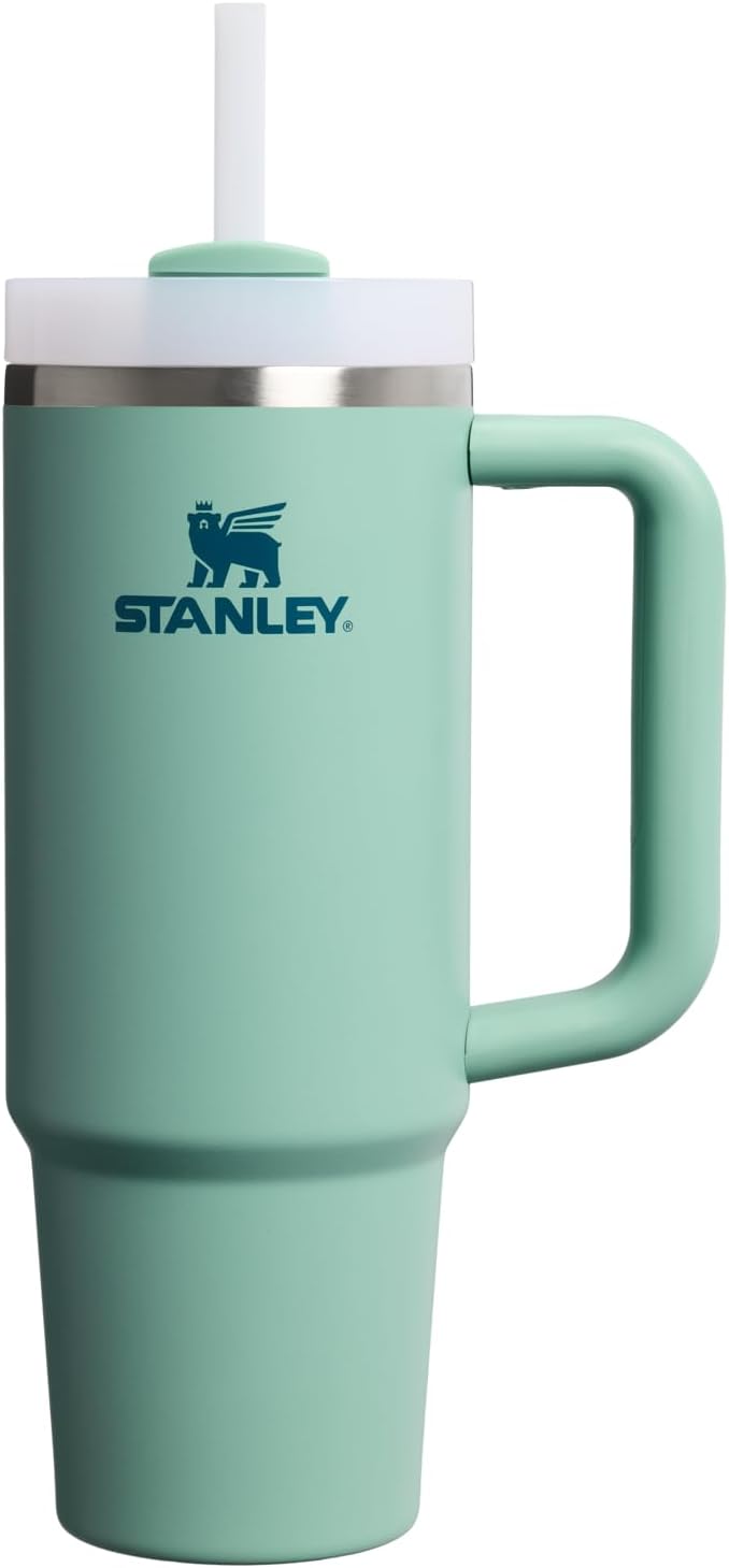 Stanley Quencher H2.0 - Vaso de acero inox. con asa, pajilla y tapa FlowState giratoria de 3 posiciones; aislamiento térmico/sin BPA; apto p/portavaso p/viaje; 30 oz, coral dorado (Goldenrod Coral)