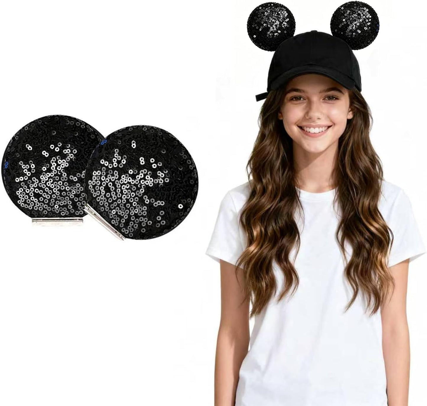 Orejas magnéticas de ratón para sombreros, clips de oreja extraíbles, accesorios de decoración para gorras, hombres, mujeres, familias en parques temáticos