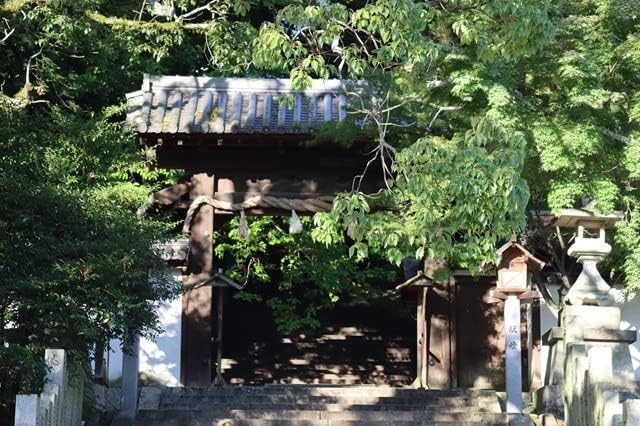 【日本の風景／松山のポストカード】愛媛県松山市 松山城東雲神社の古い門 生い茂る夏の緑と石灯籠の静けさ はがき お土産 ハガキ 撮影/MIRO