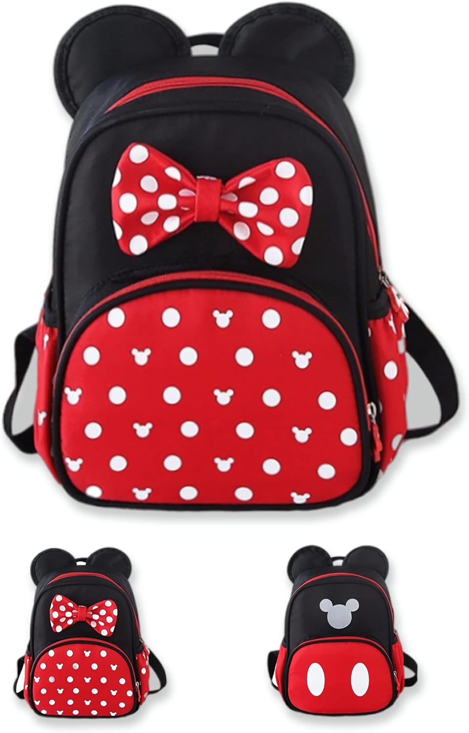 Lindas mochilas mini, bolsa de dibujos animados roja, mochila de viaje con moño de orejas de ratón, Mochilas Daypack