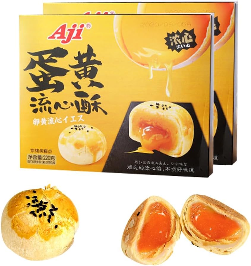 Flow Core Egg Yolk Shortbread Sweet and Fragrant Interior Fluffy Choux Pastry Round Meringue Cookies Mooncake Chinese Snack Chinese Snack Dim Sum Dessert Snack Pastry Cake Breakfast Substitute (Egg