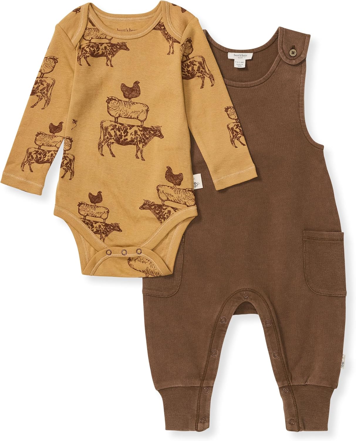 Burt's Bees Baby - Mameluco para bebés niñas, 100% algodón orgánico, overol de una pieza