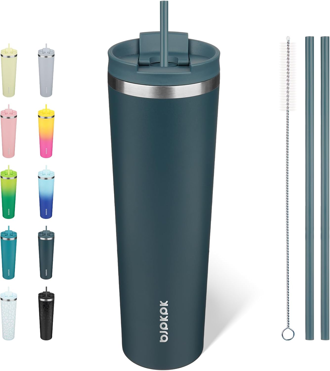 BJPKPK - Vaso de acero inoxidable con aislamiento, tapa y pajilla, taza de café para viaje, de 18 onzas, diseño de laguna