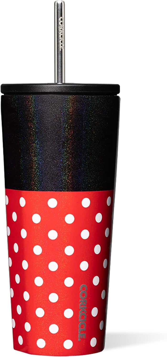 Corkcicle Vaso frío de Disney, mantiene las bebidas frías durante 12 horas, acero inoxidable con triple aislamiento, popote y tapa de rosca, regalo de verano, mantiene las bebidas frías - 24 onzas