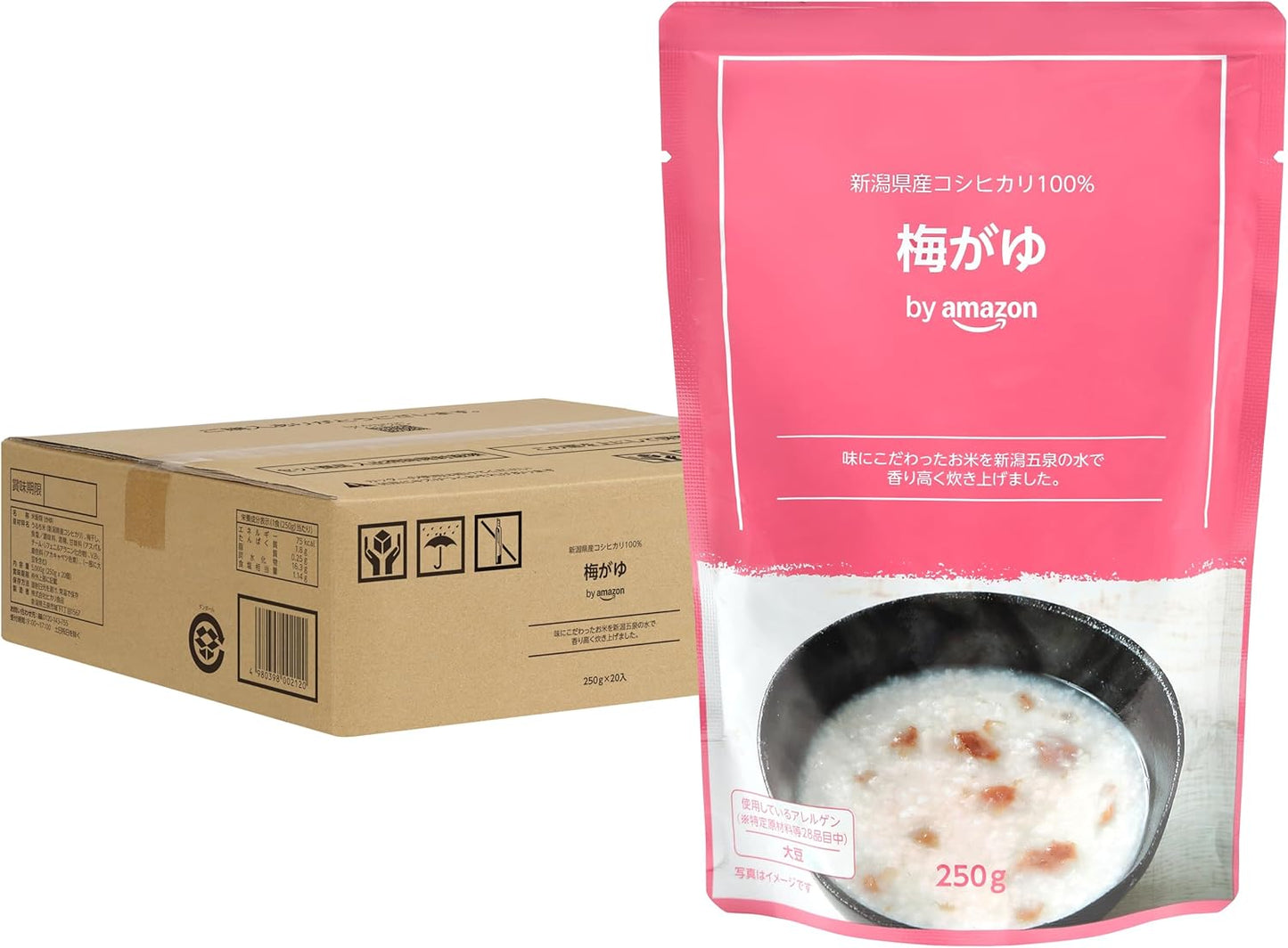 by Ume Rice Porridge 250g 20-piece pack, 100% Niigata Koshihikari Rice