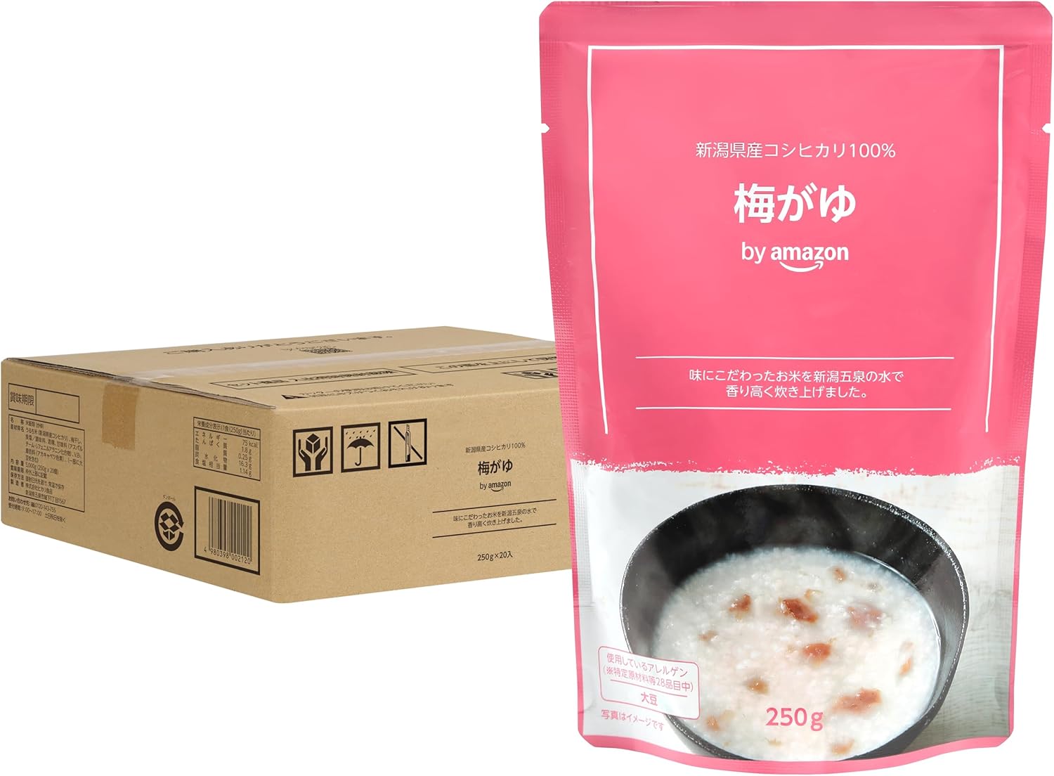 by Ume Rice Porridge 250g 20-piece pack, 100% Niigata Koshihikari Rice