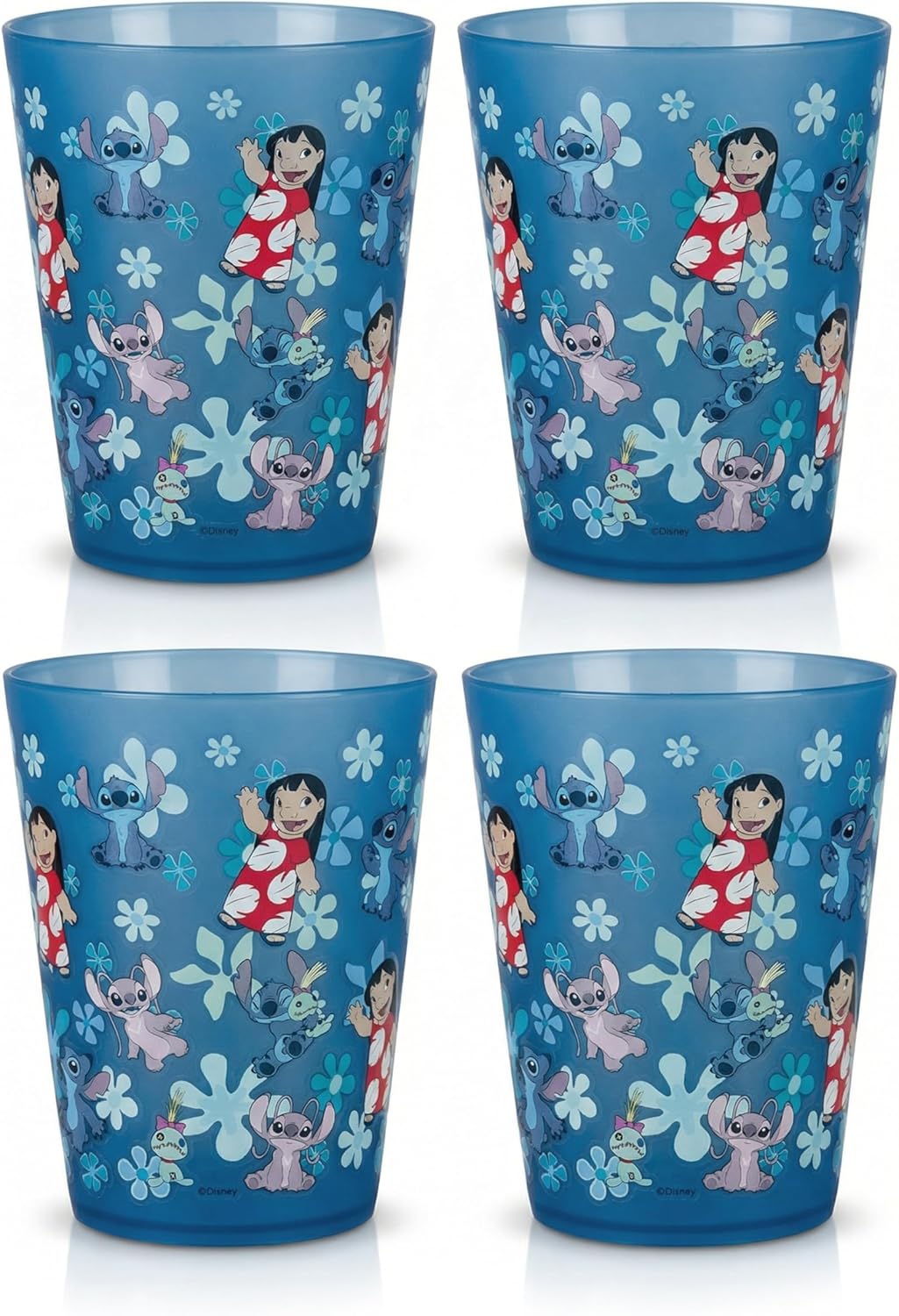 Vasos de plástico reutilizables de Disney – Paquete de 4 vasos de plástico para beber de 16 oz con diseños de Mickey, Stitch, Pooh o Disney100 – Sin BPA, apilables, seguros para lavavajillas en la