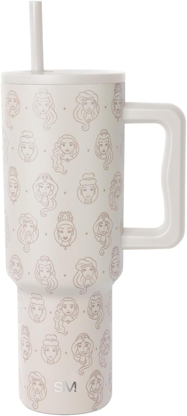 Simple Modern Disney - Vaso de 40 onzas con asa y tapa con pajilla, botella de agua reutilizable aislada de acero inoxidable de viaje, regalos para mujeres, hombres, él y ella, colección Trek, 40